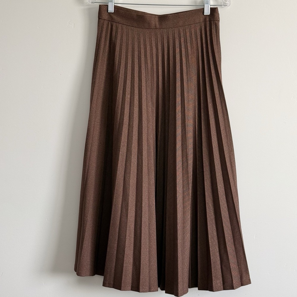 Zara Brown Pleated Long Skirt Woman M Literary Chic Poet Career